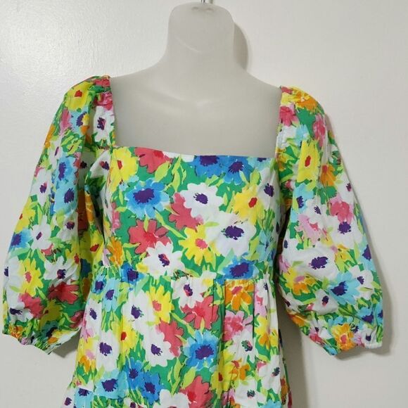 Karlie: Bright Floral Poplin Tier Tie Back Dress size M - Picture 5 of 11